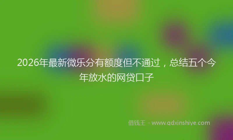 2026年最新微乐分有额度但不通过，总结五个今年放水的网贷口子