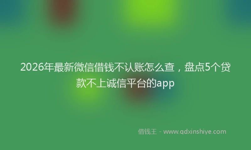2026年最新微信借钱不认账怎么查，盘点5个贷款不上诚信平台的app
