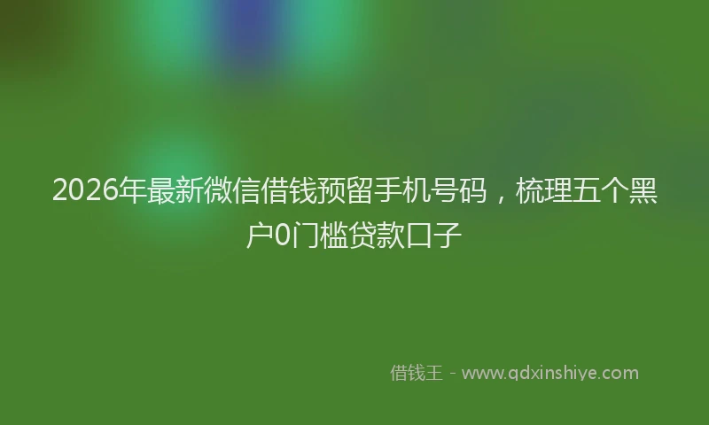 2026年最新微信借钱预留手机号码，梳理五个黑户0门槛贷款口子
