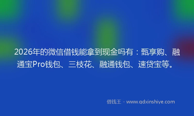 2026年的微信借钱能拿到现金吗有：甄享购、融通宝Pro钱包、三枝花、融通钱包、速贷宝等。