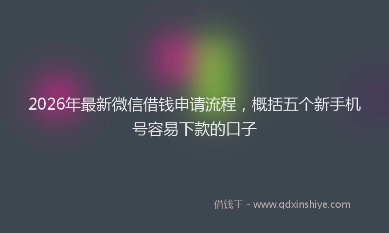 2026年最新微信借钱申请流程，概括五个新手机号容易下款的口子