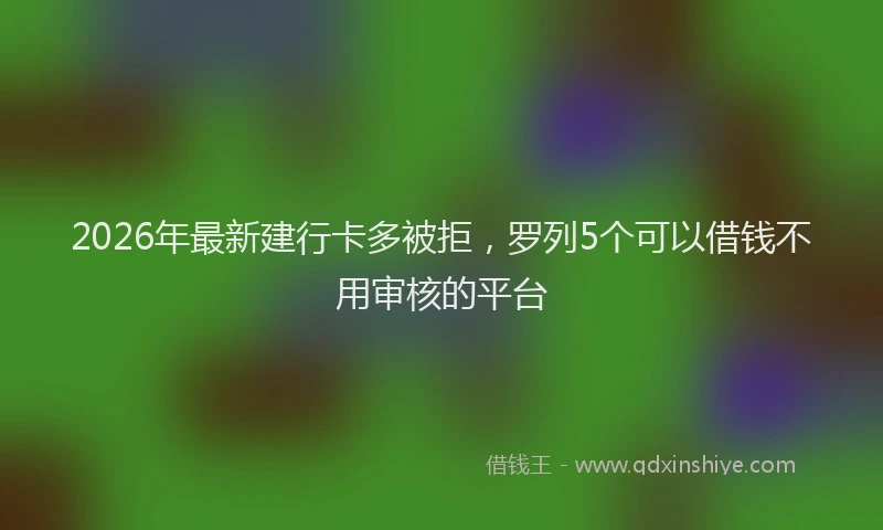 2026年最新建行卡多被拒，罗列5个可以借钱不用审核的平台