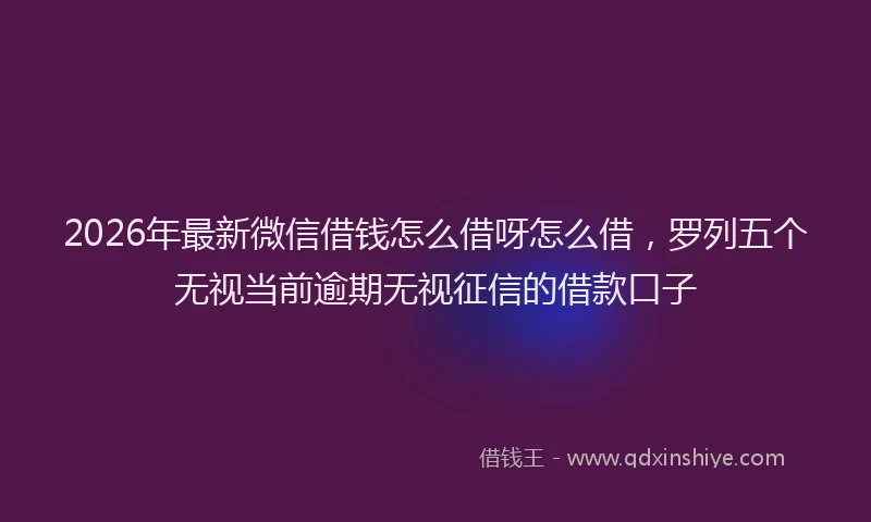 2026年最新微信借钱怎么借呀怎么借，罗列五个无视当前逾期无视征信的借款口子