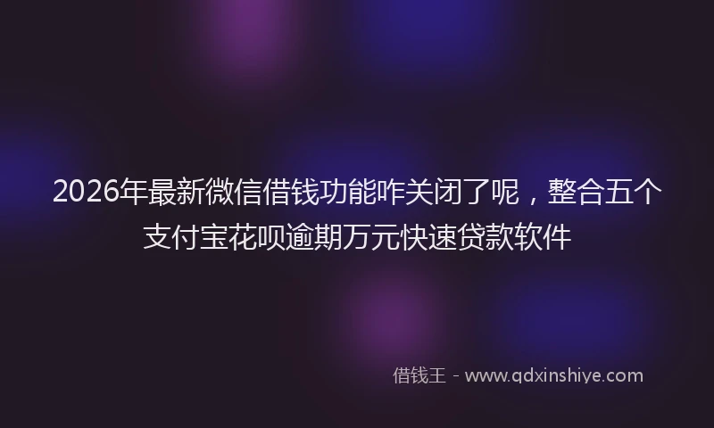 2026年最新微信借钱功能咋关闭了呢，整合五个支付宝花呗逾期万元快速贷款软件