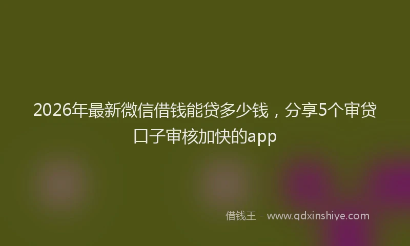 2026年最新微信借钱能贷多少钱，分享5个审贷口子审核加快的app