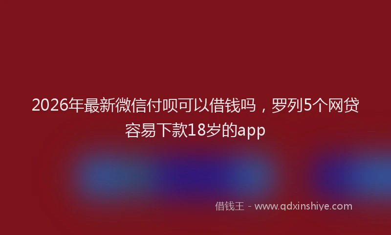 2026年最新微信付呗可以借钱吗，罗列5个网贷容易下款18岁的app