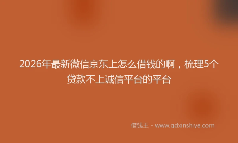 2026年最新微信京东上怎么借钱的啊，梳理5个贷款不上诚信平台的平台