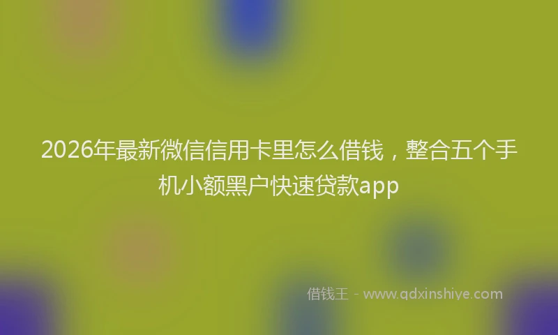 2026年最新微信信用卡里怎么借钱，整合五个手机小额黑户快速贷款app
