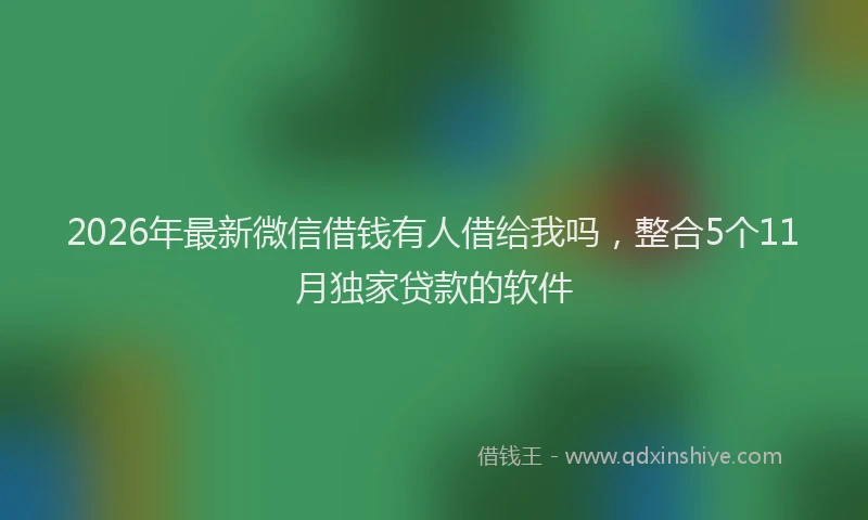 2026年最新微信借钱有人借给我吗，整合5个11月独家贷款的软件