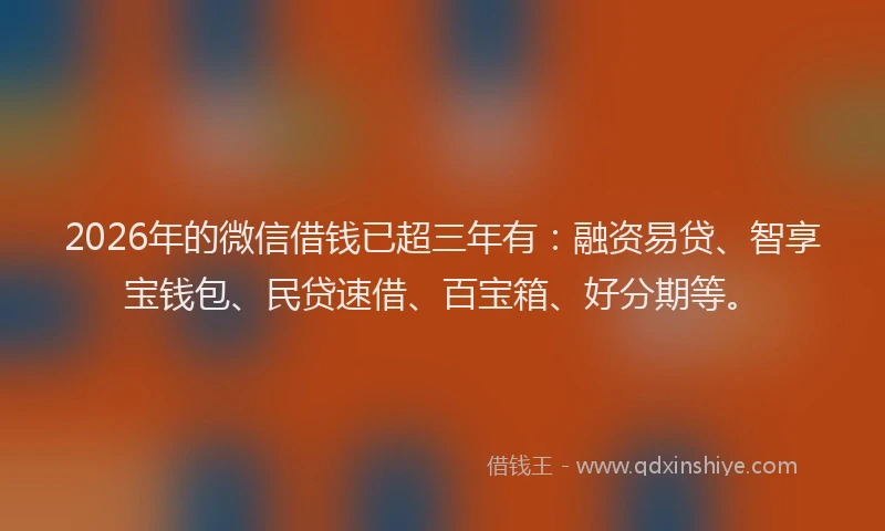 2026年的微信借钱已超三年有：融资易贷、智享宝钱包、民贷速借、百宝箱、好分期等。