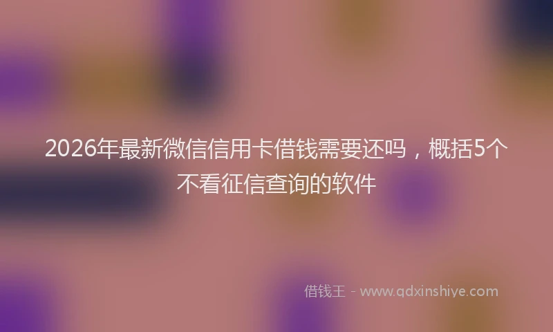 2026年最新微信信用卡借钱需要还吗，概括5个不看征信查询的软件