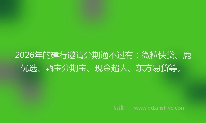 2026年的建行邀请分期通不过有：微粒快贷、鹿优选、甄宝分期宝、现金超人、东方易贷等。