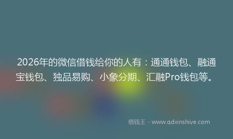 2026年的微信借钱给你的人有：通通钱包、融通宝钱包、独品易购、小象分期、汇融Pro钱包等。