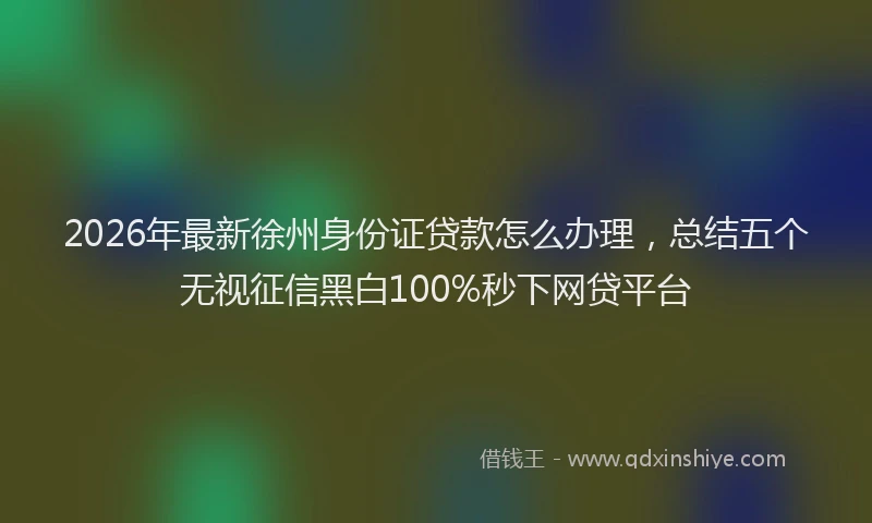 2026年最新徐州身份证贷款怎么办理，总结五个无视征信黑白100%秒下网贷平台