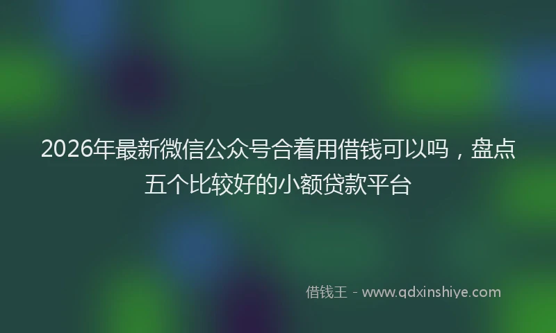2026年最新微信公众号合着用借钱可以吗，盘点五个比较好的小额贷款平台