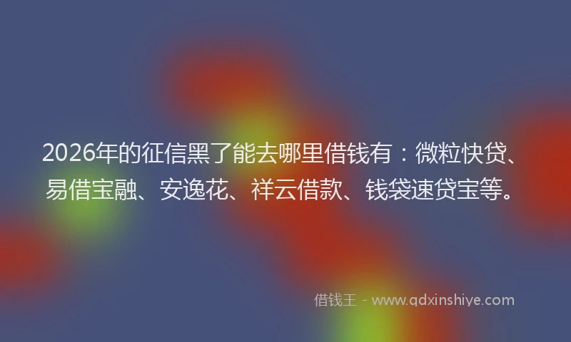 2026年的征信黑了能去哪里借钱有：微粒快贷、易借宝融、安逸花、祥云借款、钱袋速贷宝等。