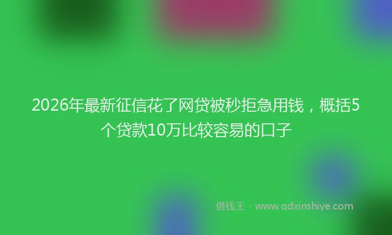 2026年最新征信花了网贷被秒拒急用钱，概括5个贷款10万比较容易的口子