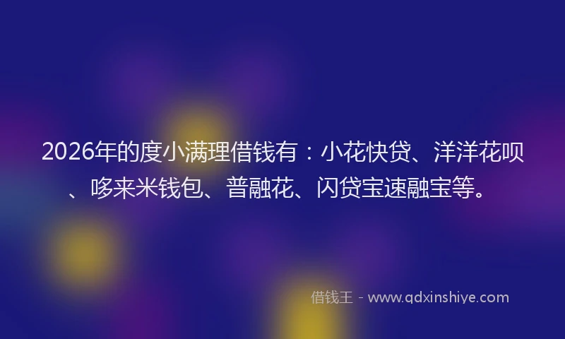 2026年的度小满理借钱有：小花快贷、洋洋花呗、哆来米钱包、普融花、闪贷宝速融宝等。