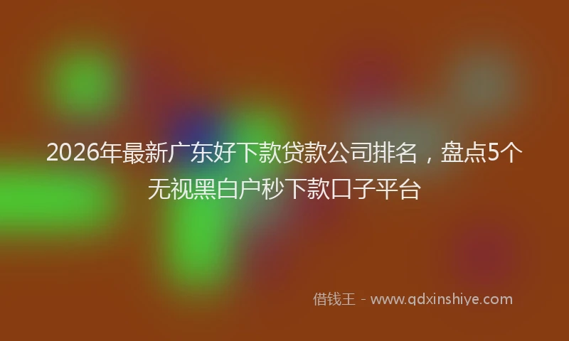 2026年最新广东好下款贷款公司排名，盘点5个无视黑白户秒下款口子平台