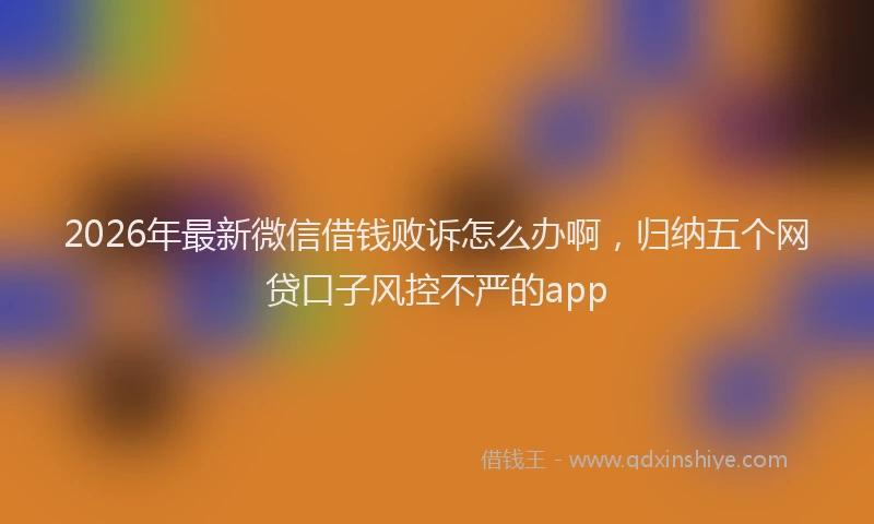 2026年最新微信借钱败诉怎么办啊，归纳五个网贷口子风控不严的app