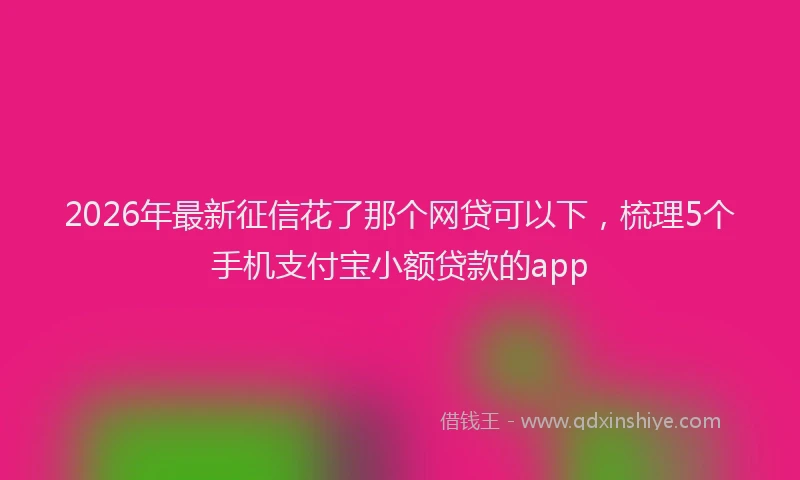 2026年最新征信花了那个网贷可以下，梳理5个手机支付宝小额贷款的app