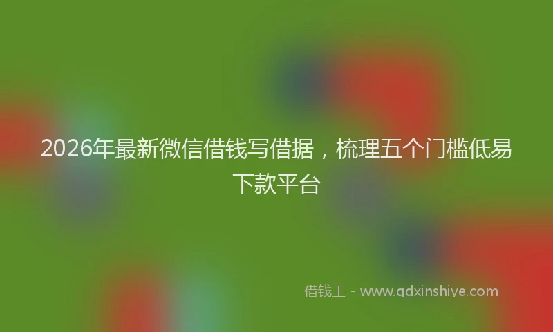 2026年最新微信借钱写借据，梳理五个门槛低易下款平台