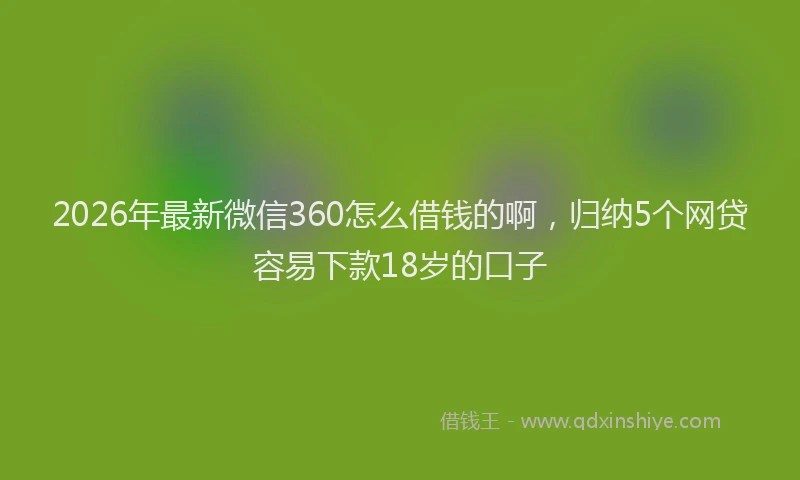 2026年最新微信360怎么借钱的啊，归纳5个网贷容易下款18岁的口子