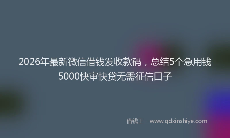 2026年最新微信借钱发收款码，总结5个急用钱5000快审快贷无需征信口子