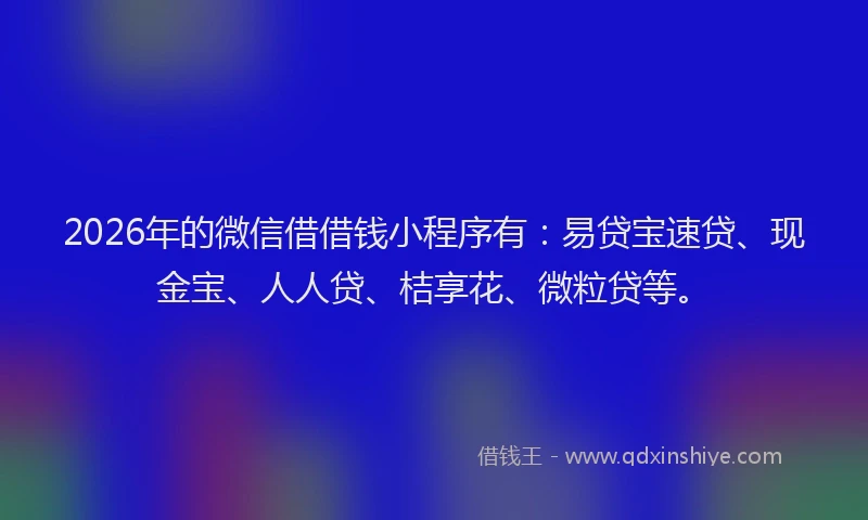 2026年的微信借借钱小程序有：易贷宝速贷、现金宝、人人贷、桔享花、微粒贷等。