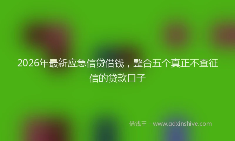 2026年最新应急信贷借钱，整合五个真正不查征信的贷款口子