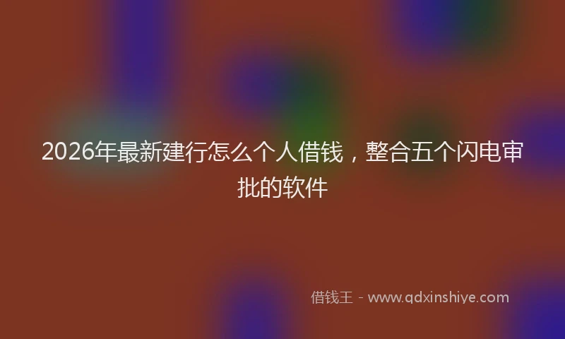 2026年最新建行怎么个人借钱，整合五个闪电审批的软件