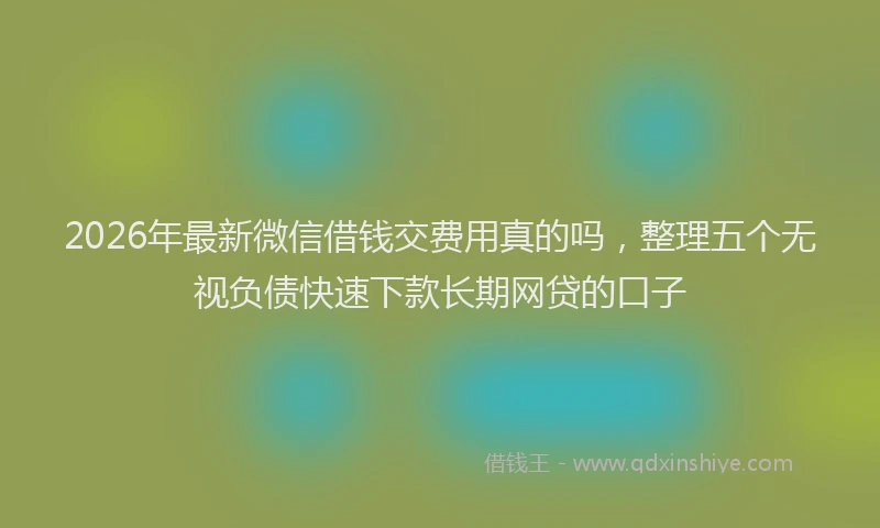 2026年最新微信借钱交费用真的吗，整理五个无视负债快速下款长期网贷的口子
