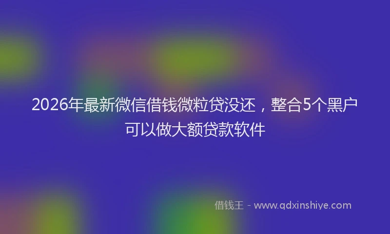 2026年最新微信借钱微粒贷没还，整合5个黑户可以做大额贷款软件