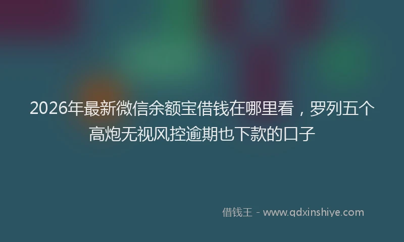 2026年最新微信余额宝借钱在哪里看，罗列五个高炮无视风控逾期也下款的口子