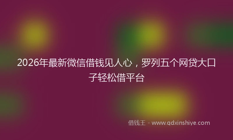 2026年最新微信借钱见人心，罗列五个网贷大口子轻松借平台