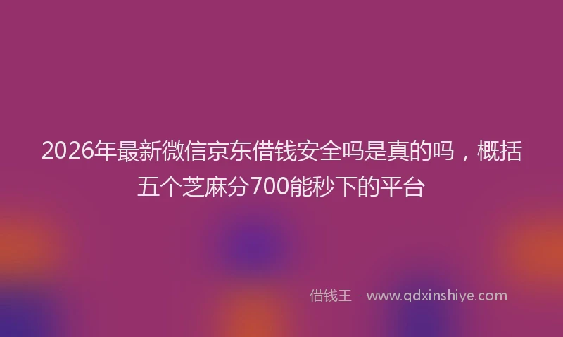 2026年最新微信京东借钱安全吗是真的吗，概括五个芝麻分700能秒下的平台