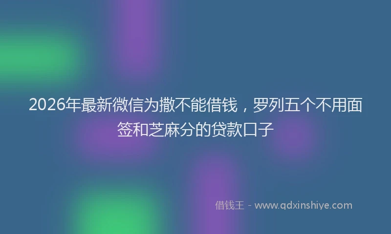 2026年最新微信为撒不能借钱，罗列五个不用面签和芝麻分的贷款口子