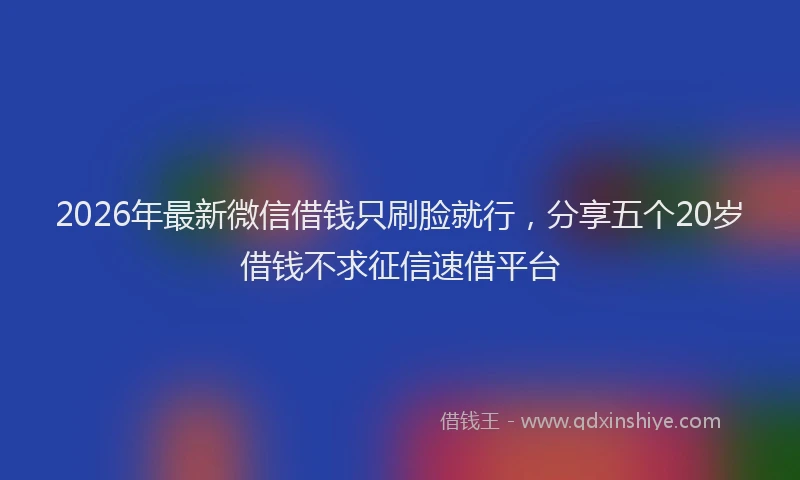 2026年最新微信借钱只刷脸就行，分享五个20岁借钱不求征信速借平台
