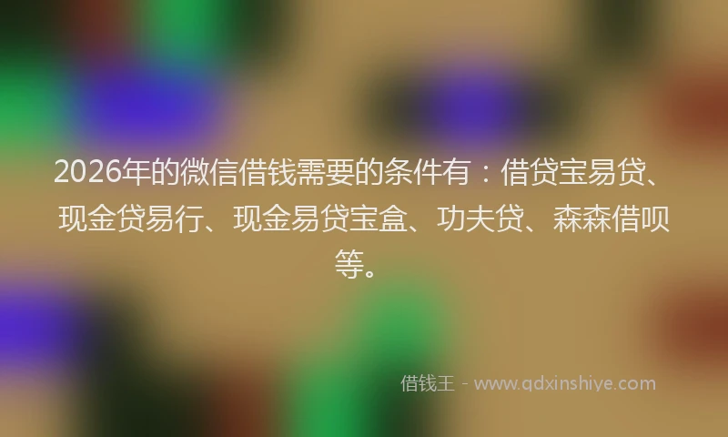 2026年的微信借钱需要的条件有：借贷宝易贷、现金贷易行、现金易贷宝盒、功夫贷、森森借呗等。