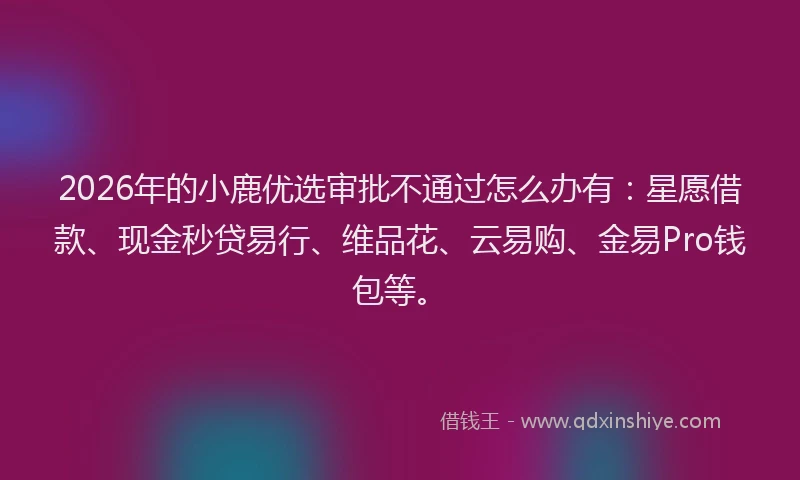 2026年的小鹿优选审批不通过怎么办有:星愿借款、现金秒贷易行、维品花、云易购、金易Pro钱包等。