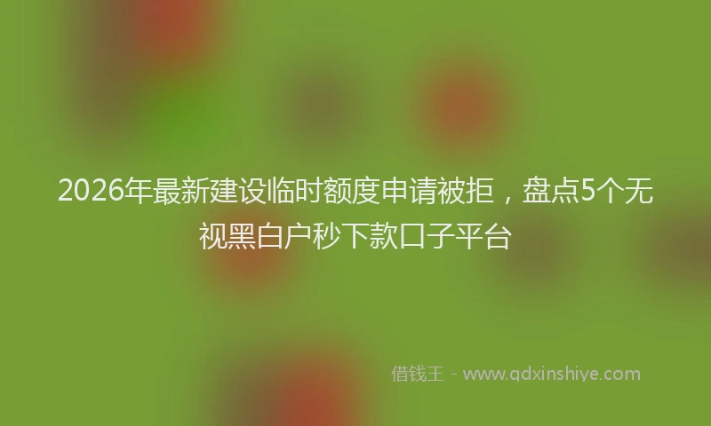 2026年最新建设临时额度申请被拒，盘点5个无视黑白户秒下款口子平台