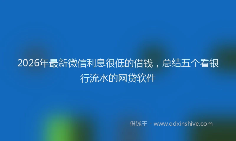 2026年最新微信利息很低的借钱，总结五个看银行流水的网贷软件