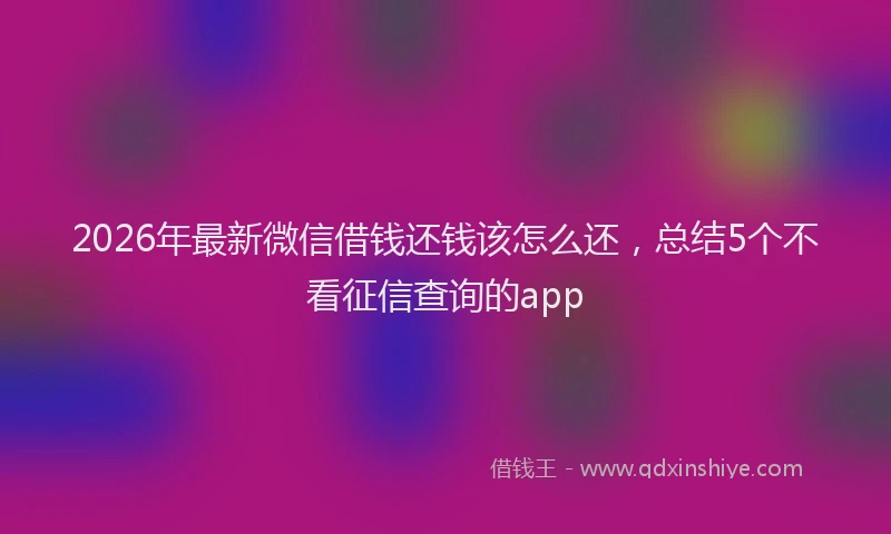 2026年最新微信借钱还钱该怎么还，总结5个不看征信查询的app