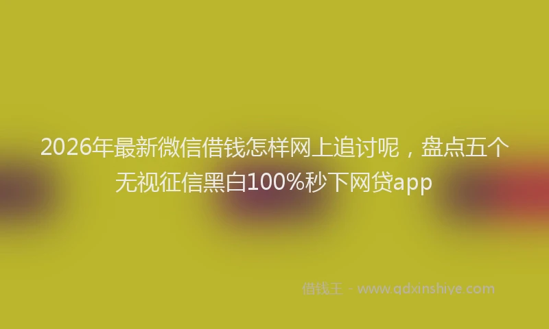 2026年最新微信借钱怎样网上追讨呢，盘点五个无视征信黑白100%秒下网贷app