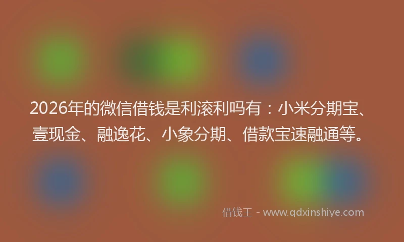 2026年的微信借钱是利滚利吗有：小米分期宝、壹现金、融逸花、小象分期、借款宝速融通等。