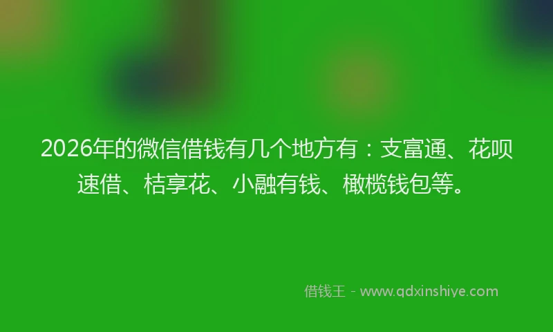2026年的微信借钱有几个地方有：支富通、花呗速借、桔享花、小融有钱、橄榄钱包等。