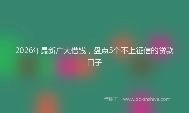2026年最新广大借钱，盘点5个不上征信的贷款口子