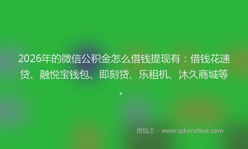 2026年的微信公积金怎么借钱提现有：借钱花速贷、融悦宝钱包、即刻贷、乐租机、沐久商城等。