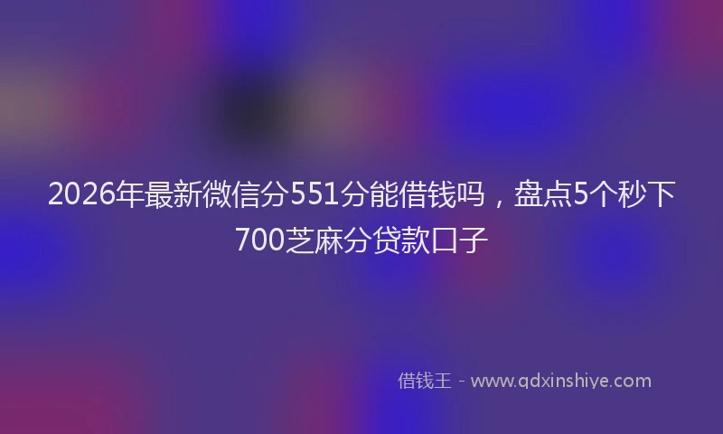 2026年最新微信分551分能借钱吗，盘点5个秒下700芝麻分贷款口子
