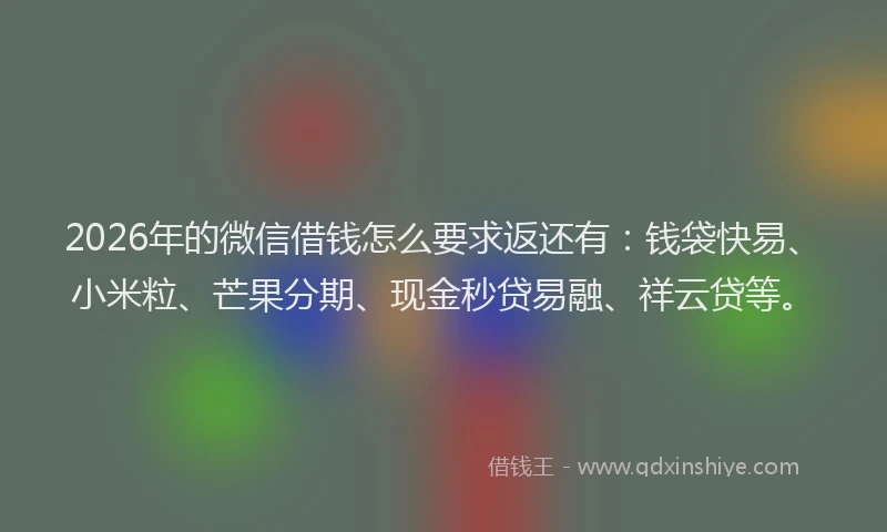 2026年的微信借钱怎么要求返还有：钱袋快易、小米粒、芒果分期、现金秒贷易融、祥云贷等。